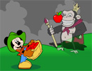 Микки-Маус ловит яблоки